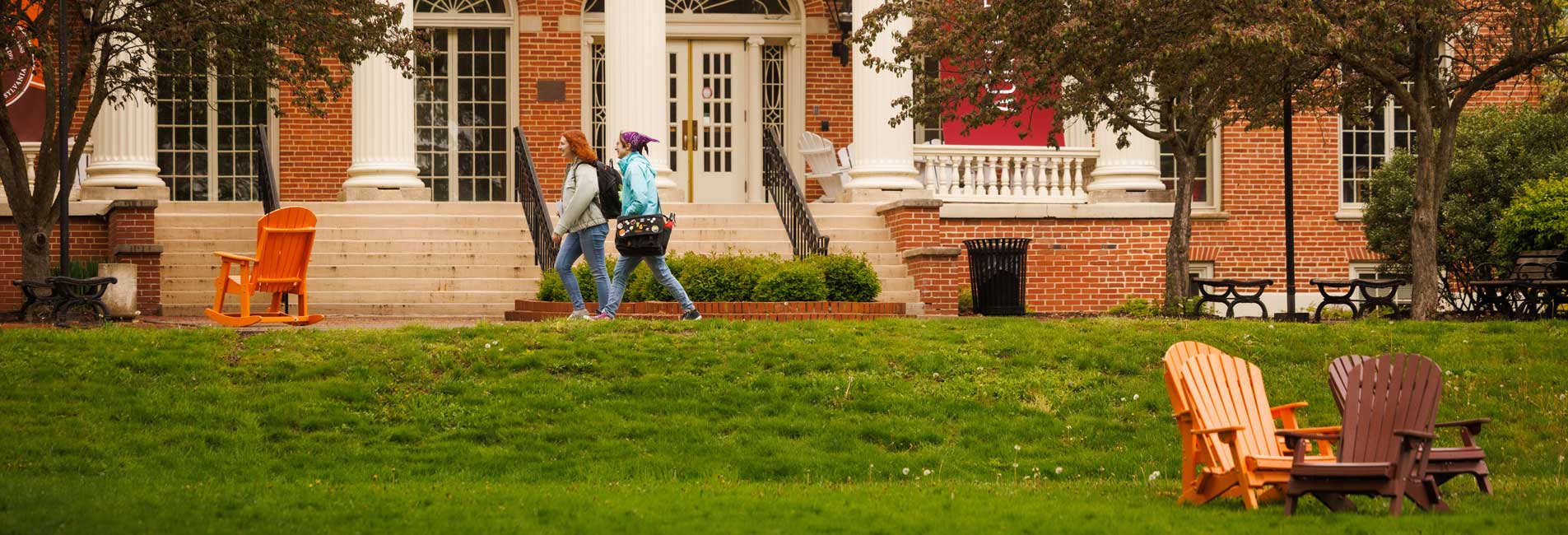 students walking on campus