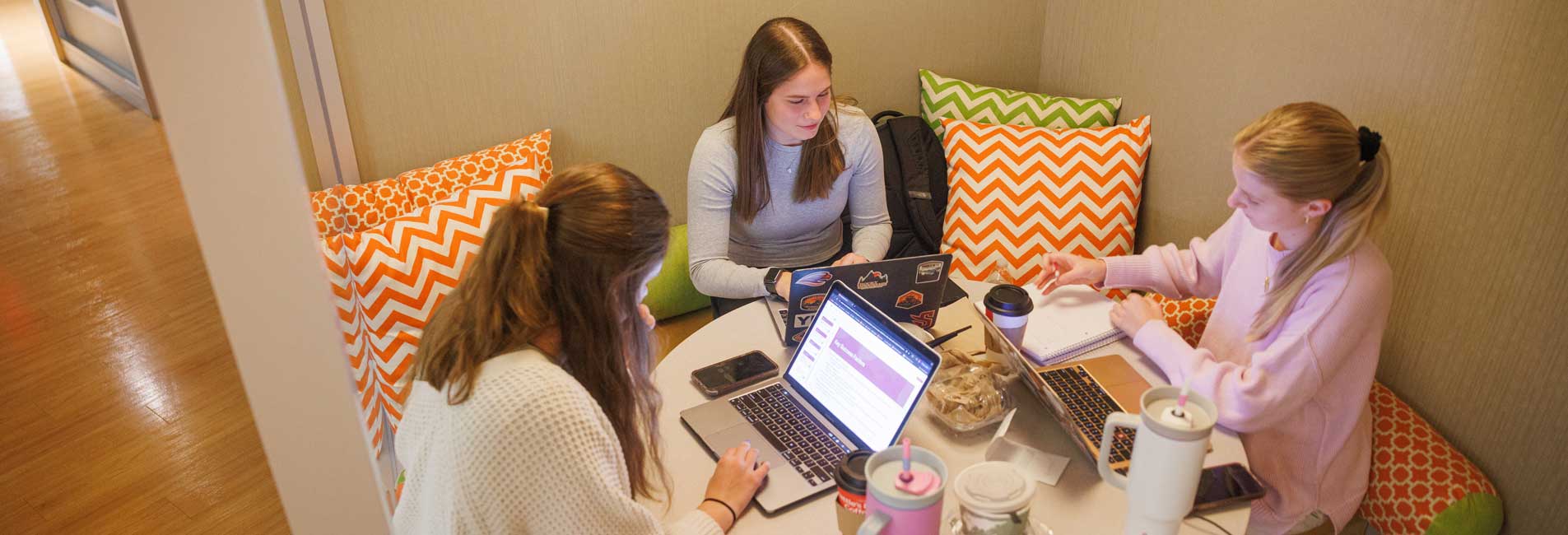 students on their laptops