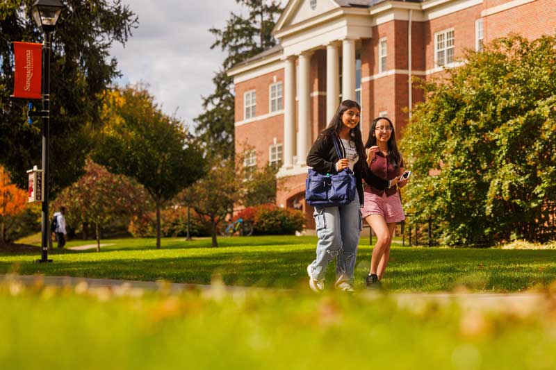 students walking on campus
