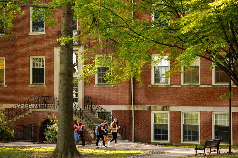 students walking on campus