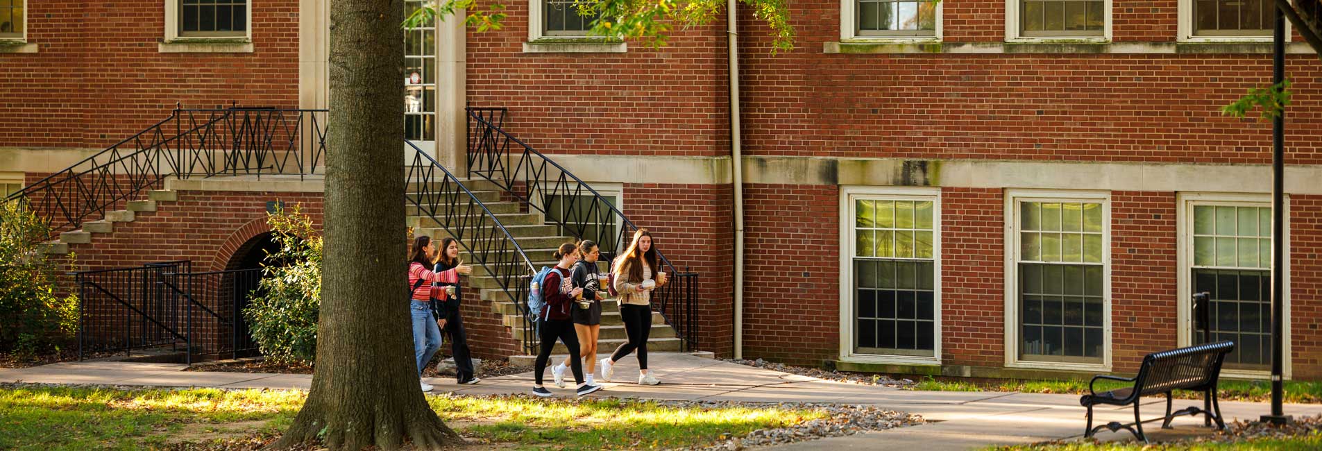 students walking on campus